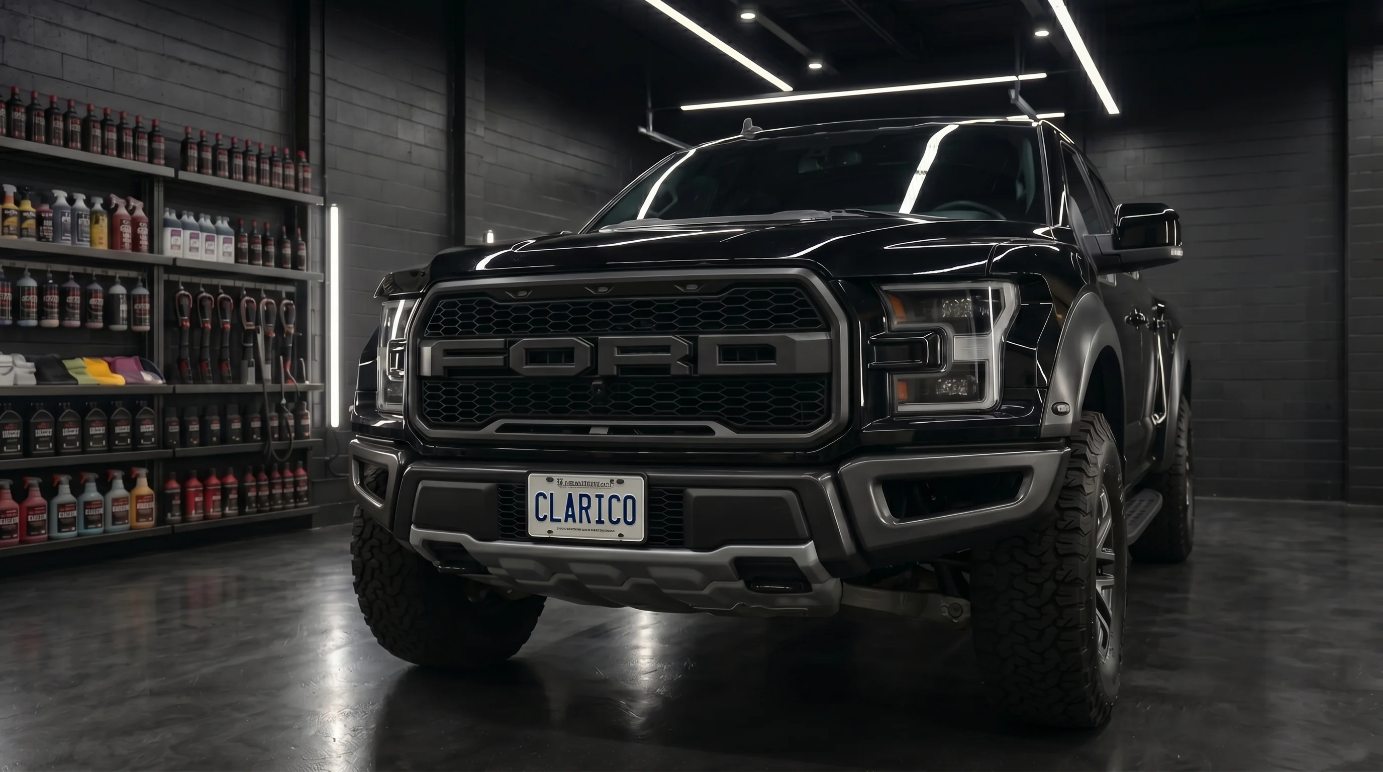 Ford Raptor with ceramic coating in Clarico Industries shop